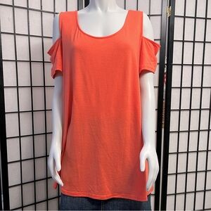 Terra & Sky Pink/Salmon Shoulder Cut Outs Short Sleeve Tee
